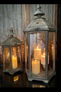  SET OF 2 POLYGON LANTERNS [901366A] MUST SHIP PALLET ONLY
